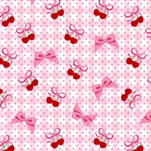 Tecido Tricoline Estampado Xadrez Rosa com Cereja 5163V001 Tecido Tricoline Estampado Xadrez Rosa com Cereja 5163V001