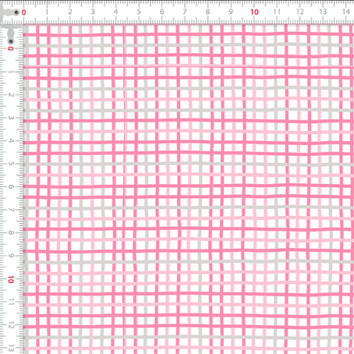 Tecido Tricoline Estampado Xadrez Trançado Miúdo Rosa 3108V002