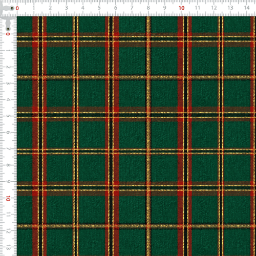 Tecido Tricoline Xadrez Natalino Verde e Dourado Fio Lurex 1054 Tecido Tricoline Xadrez Natalino Verde e Dourado Fio Lurex 1054