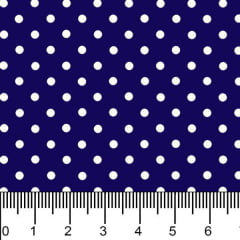 Tricoline Estampado Bolinhas Micro Branca Fundo Azul Marinho 1001vr605