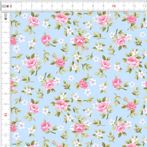 Tricoline Estampado Floral Lúcia Rosa 180355v05