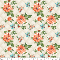 Tricoline Estampado Floral Rosas Fundo Trama 7145v001