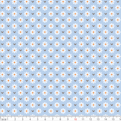 Tricoline Estampado  Margaridas Pequenas Azul 3076v001