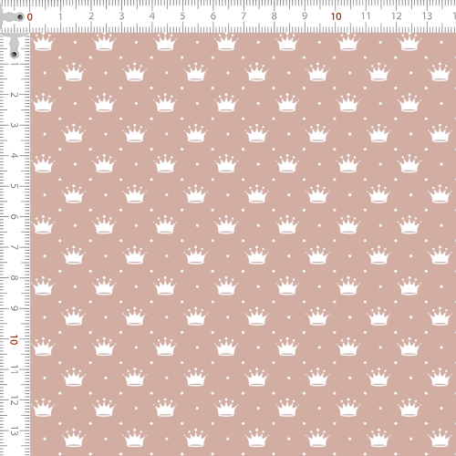Tricoline Estampado Mini Coroa Fundo Rosa Seco  1143v053 