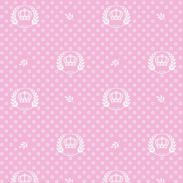 Tecido Tricoline Estampado Corôa Branca Fundo Rosa 1169v081