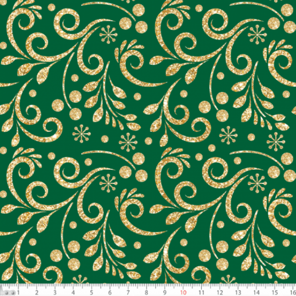 Tecido Tricoline Arabesco de Natal Verde 1357v059