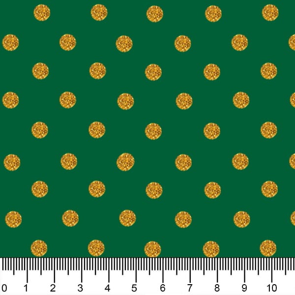 Tecido Tricoline Bolinhas de Natal Dourado Verde 1356v059