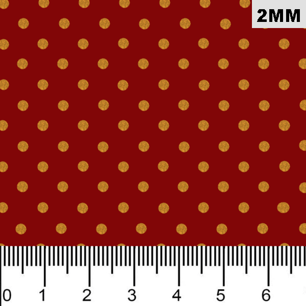 Tecido Tricoline Bolinhas de Natal Micro 2mm Dourada Vermelho 1001vr058