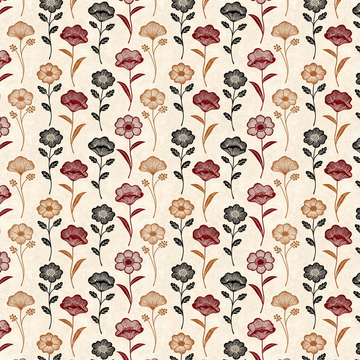 Tecido Tricoline Estampado Floral Vintage 9050V491