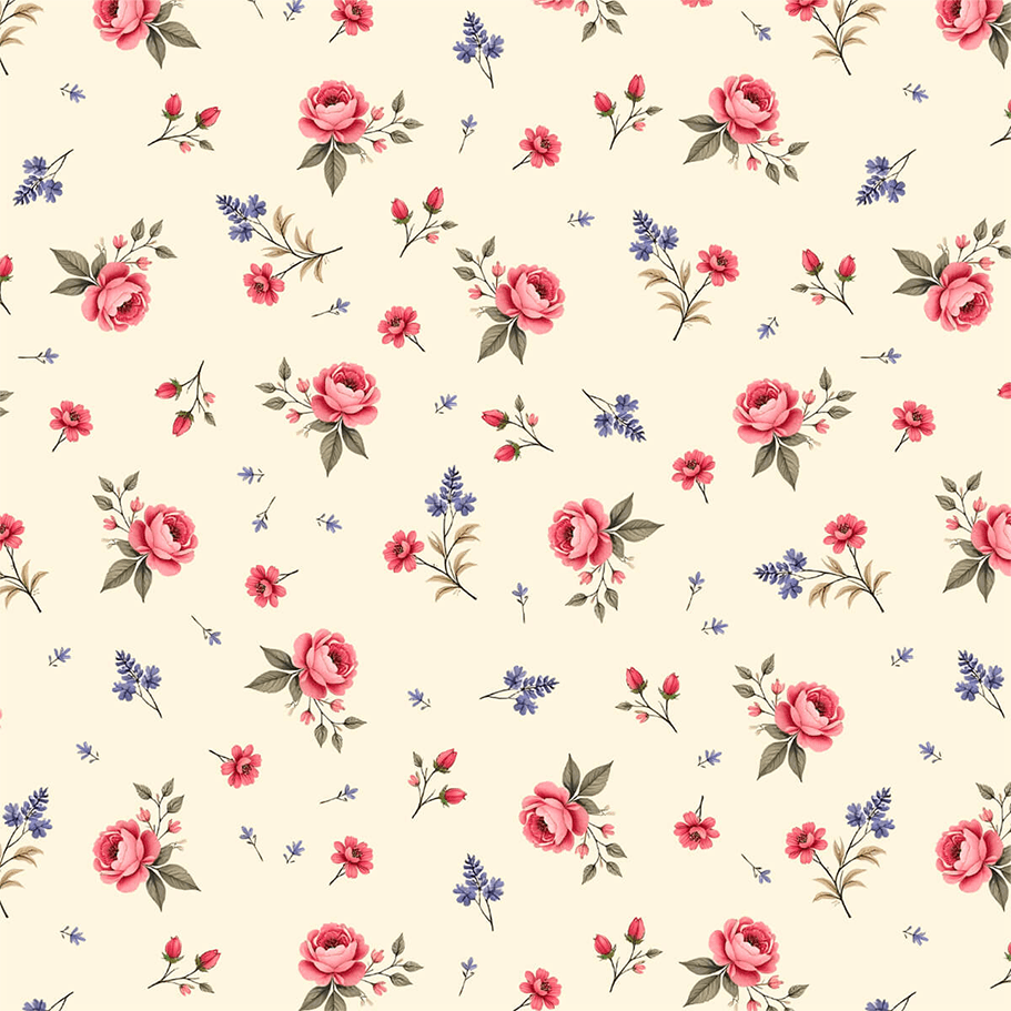 Tecido Tricoline Estampado Mini Rosas Delicadas 9050V490