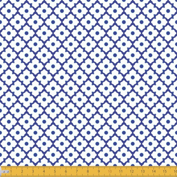 Tecido Tricoline Estampado Arabesco Azulejo 2018v01