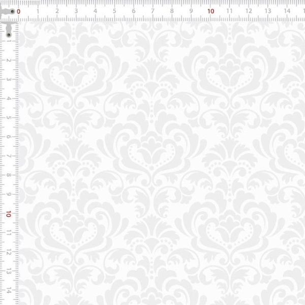 Tecido Tricoline Estampado Arabesco Fundo Branco 1408V203