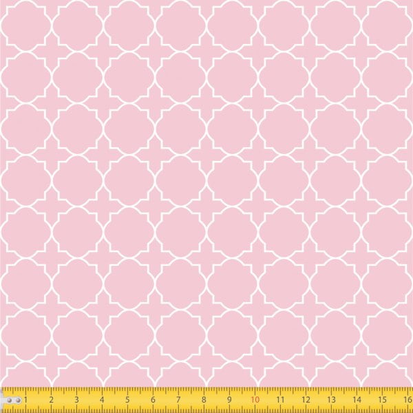 Tecido Tricoline Estampado Arabesco Geometrico Fundo Rosa Bebe 1224v081