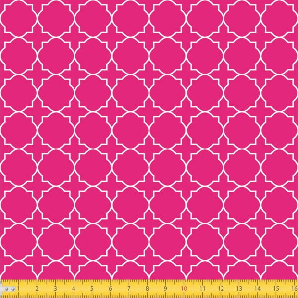 Tecido Tricoline Estampado Arabesco Geometrico Fundo Rosa Escuro 1224v108