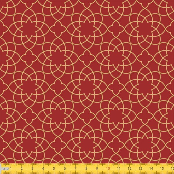 Tecido Tricoline Estampado Arabesco Natalino Fundo Vermelho 1176v58