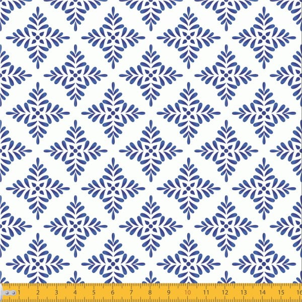 Tecido Tricoline Estampado Azulejo Floral 2040v01