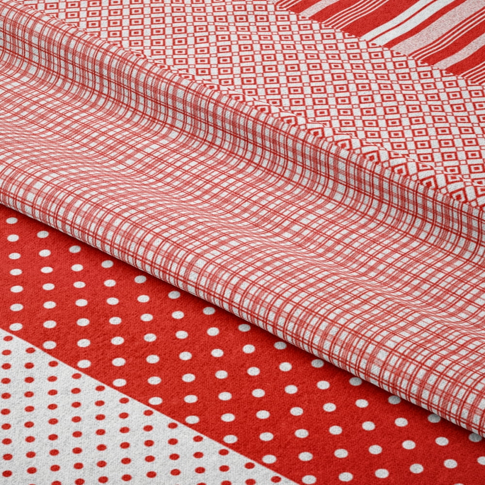 Tecido Tricoline Estampado Barrado Geometrico Patchwork Vermelho 181022v02