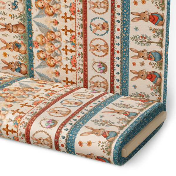 Tecido Tricoline Estampado Barrados Páscoa e Anjos 9050v191