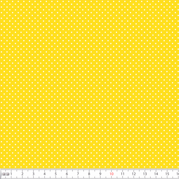 Tecido Tricoline Estampado Bolinha Mini Micro Branca Fundo Amarelo 1002v134