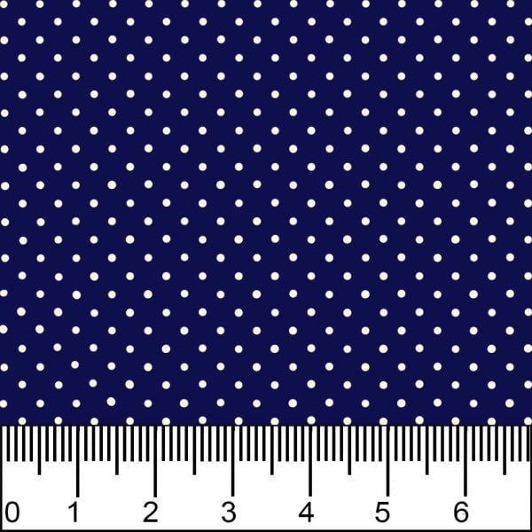 Tecido Tricoline Estampado Bolinha Mini Micro Branca Fundo Azul Marinho 1002v605