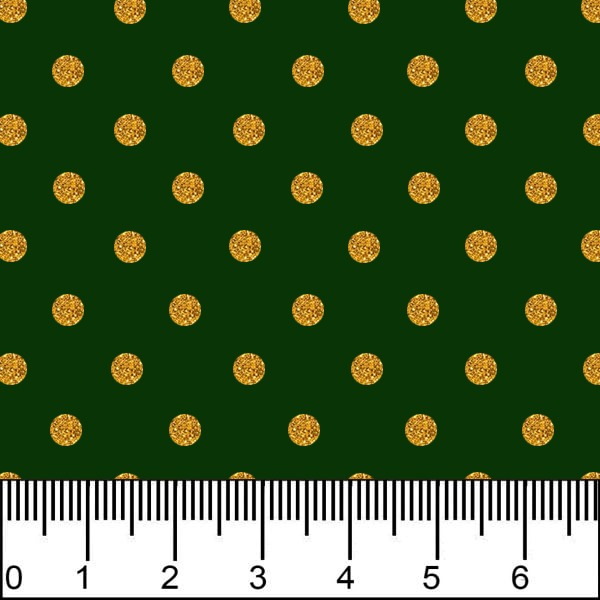 Tecido Tricoline Estampado Bolinhas Micro Douradas Fundo Verde 1001v059