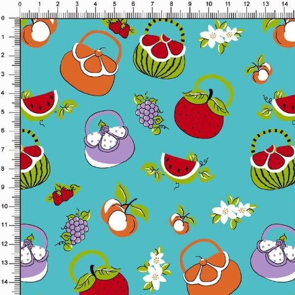 Tecido Tricoline Estampado Bolsa de Frutas Tifanny 6468v03