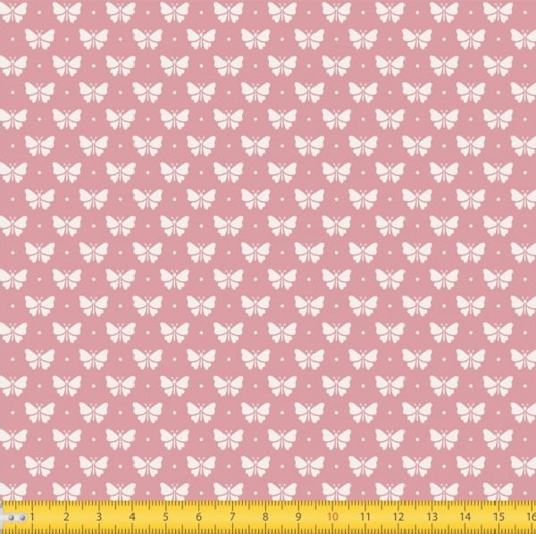 Tecido Tricoline Estampado Borboletas Fundo Rose Forte 1228v130