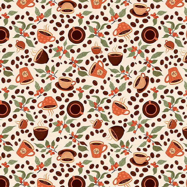 Tecido Tricoline Estampado Café da Tarde 9050V426