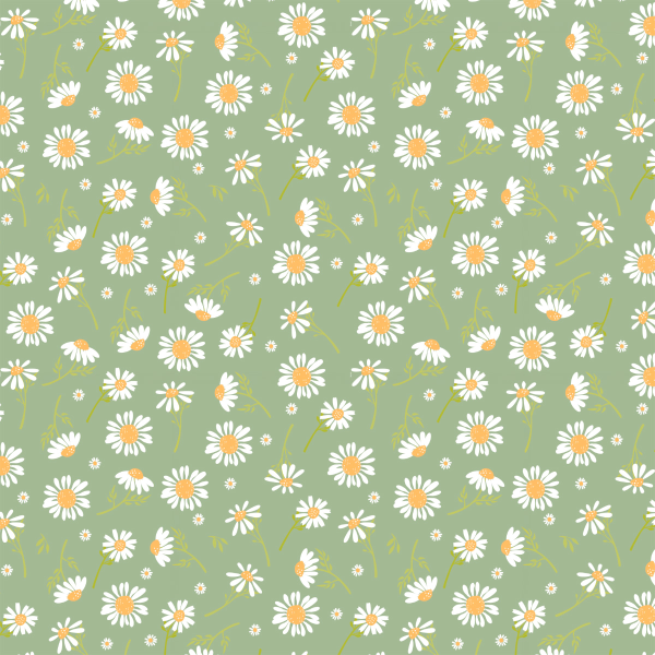 Tecido Tricoline Estampado Campo de Margaridas Verde 3096V005