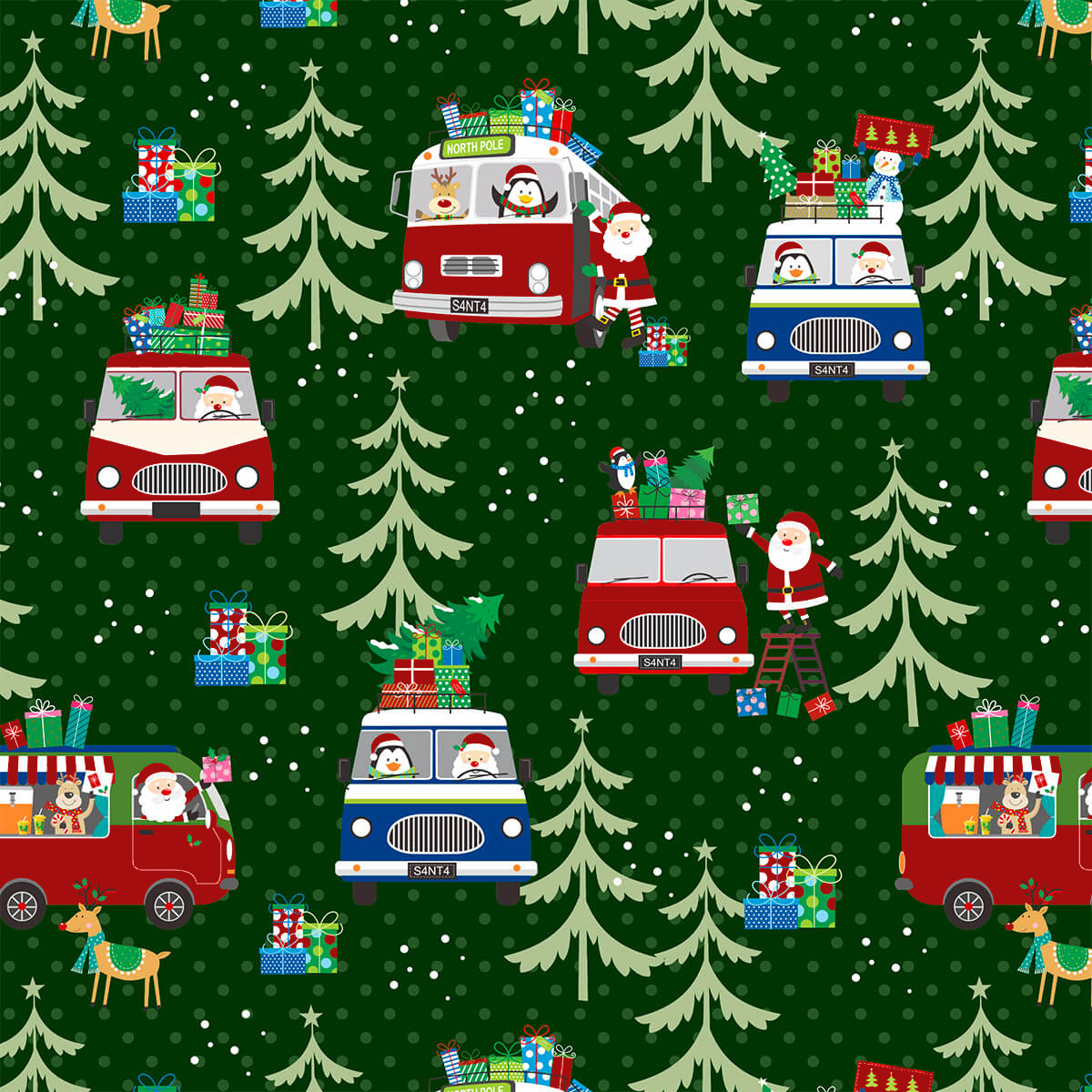 Tecido Tricoline Estampado Caravana de Natal 6228v001