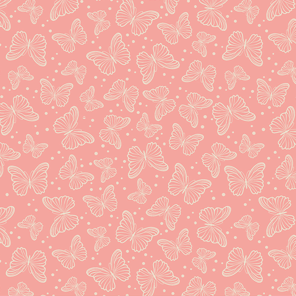 Tecido Tricoline Estampado Carimbo de Boboleta Rosa 1418V130