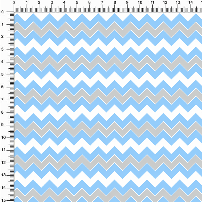 Tecido Tricoline Estampado Chevron Cinza Azul Claro Branco 3298v13