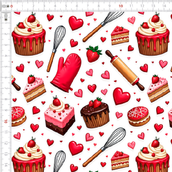 Tecido Tricoline Estampado Confeitaria do Amor 9050v308