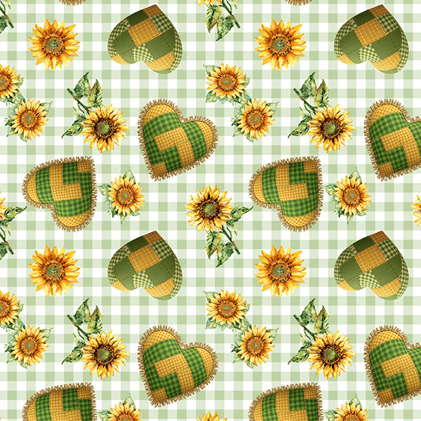 Tecido Tricoline Estampado Corações Girassóis Juninos 9050v451