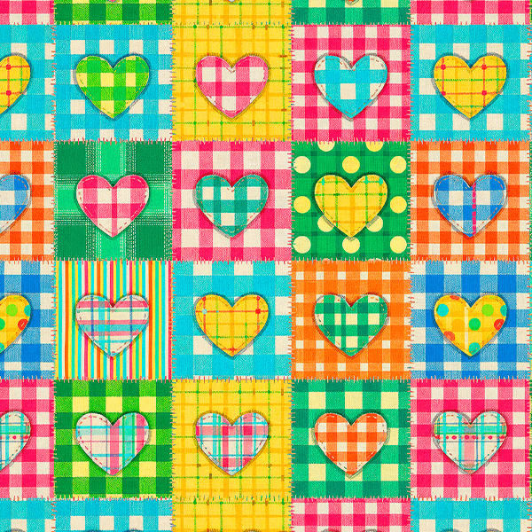 Tecido Tricoline Estampado Corações Xadrez Junino 9050v476