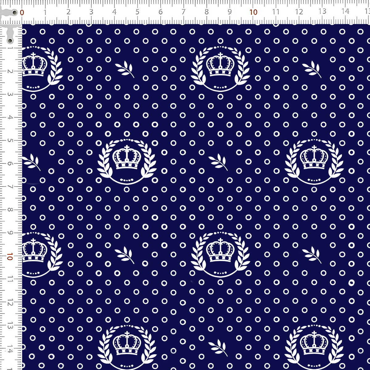 Tecido Tricoline Estampado Coroa Azul Marinho 1169v605