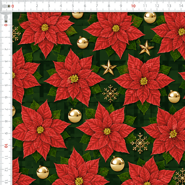 Tecido Tricoline Estampado Digital Flores de Natal A5424