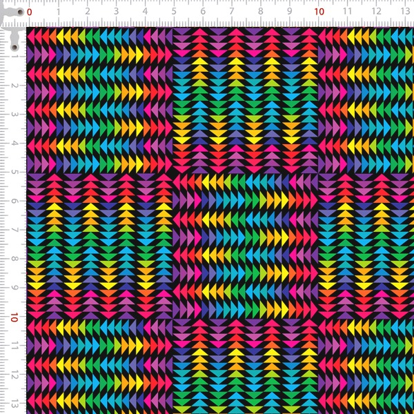 Tecido Tricoline Estampado Digital  Triângulos Coloridos 9100e2710