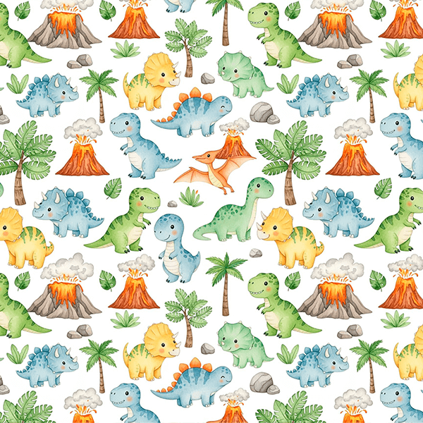 Tecido Tricoline Estampado Dinossauros Baby 9050V434