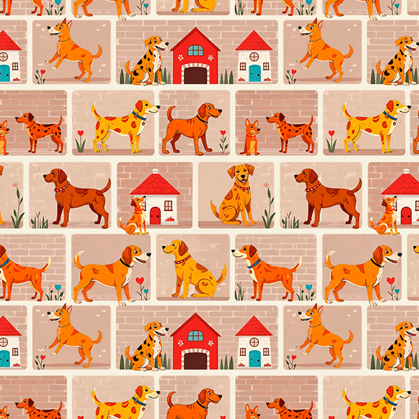 Tecido Tricoline Estampado Doguinho Caramelo 9050V447