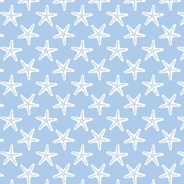 Tecido Tricoline Estampado Estrela do Mar Azul 3325
