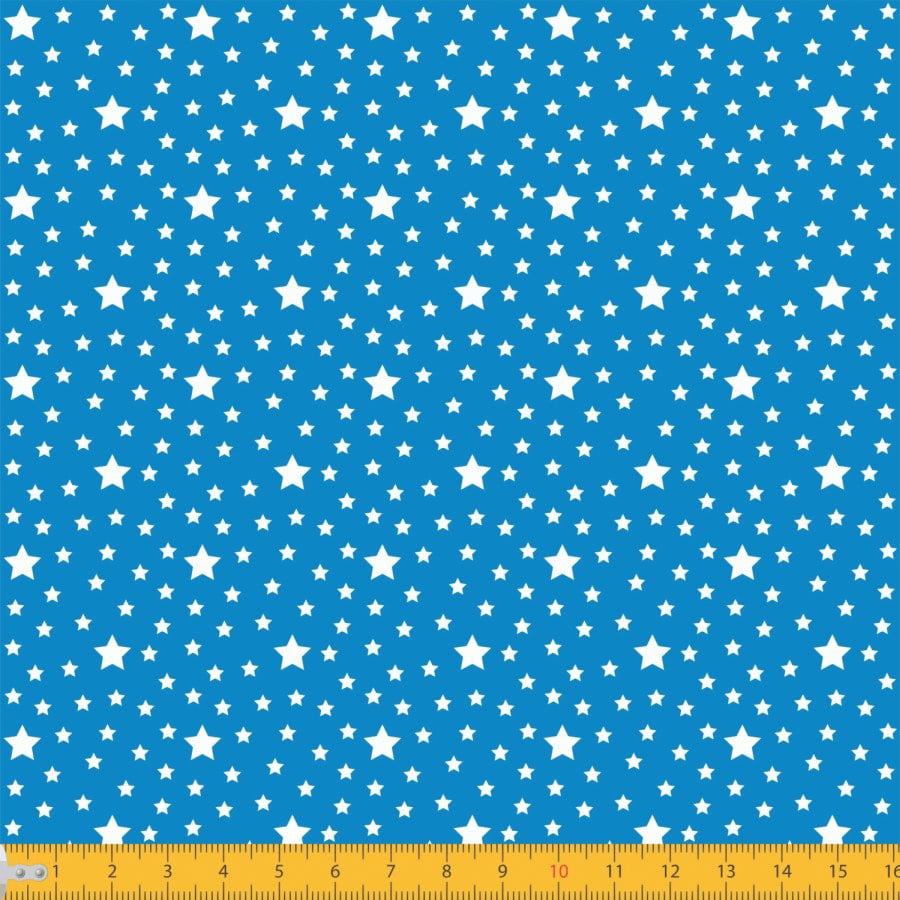 Tecido Tricoline Estampado Estrelas Fundo Azul Médio 1229v094