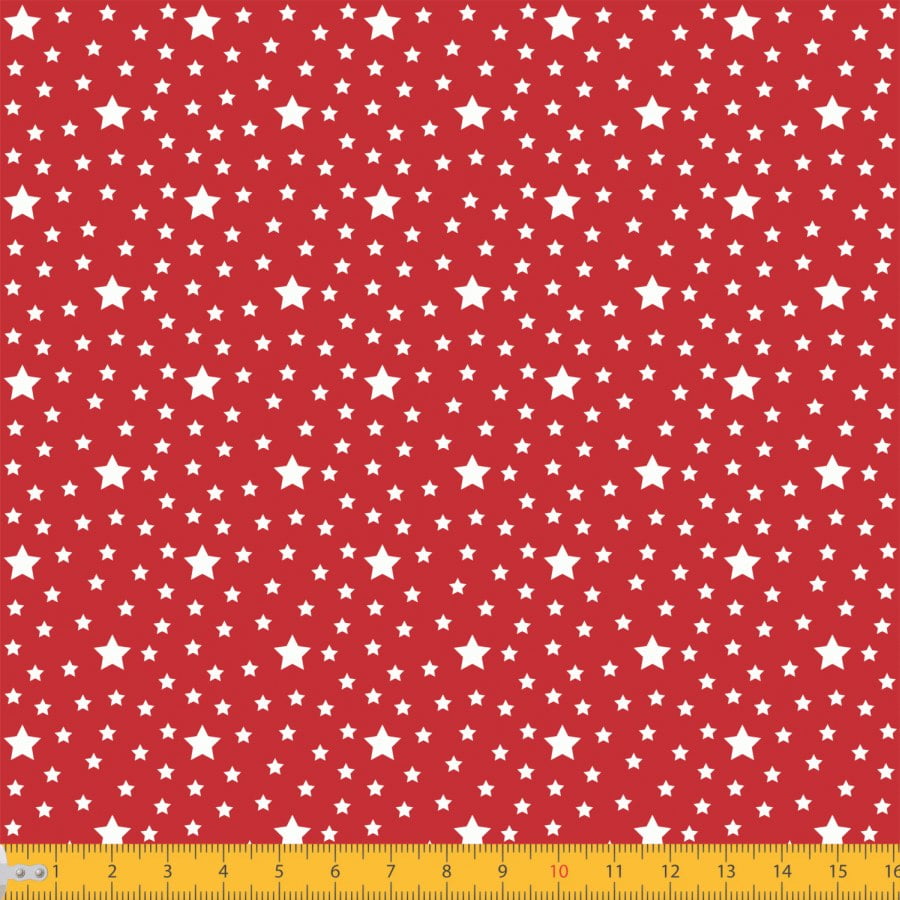 Tecido Tricoline Estampado Estrelas Fundo Vermelho 1229v106