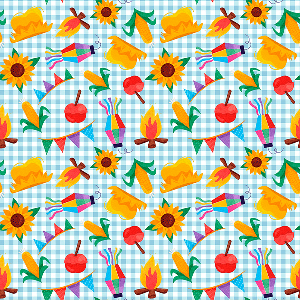 Tecido Tricoline Estampado Festa Junina Fundo Xadrez 9050v463