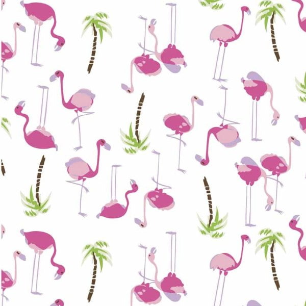 Tecido Tricoline Estampado Flamingos e Palmeiras 3004
