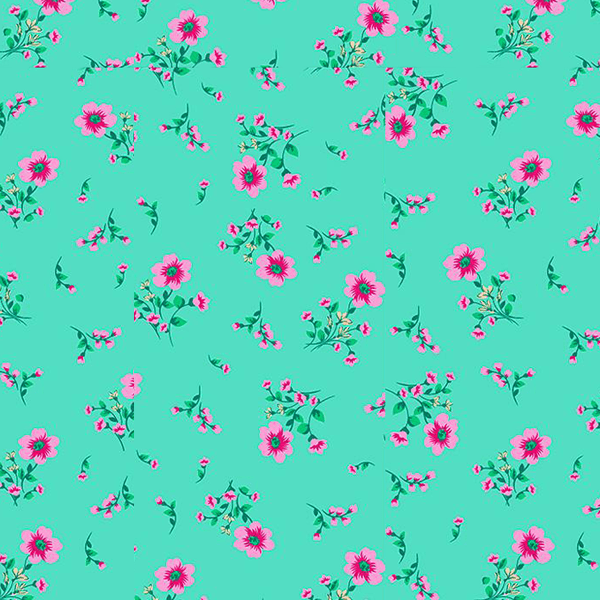 Tecido Tricoline Estampado Flor Miúda Verde 5162v002
