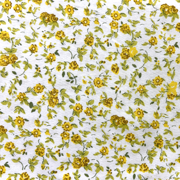 Tecido Tricoline Estampado Floral Amarelo Fundo Branco CL4223