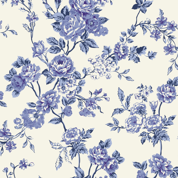 Tecido Tricoline Estampado Floral Delicado Azul 6025v004 