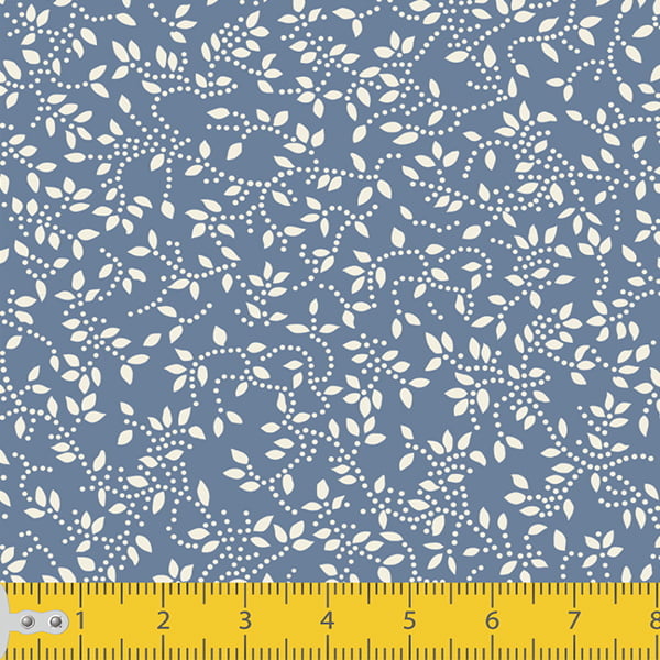 Tecido Tricoline Estampado Floral Ramificado Azul Médio 1047v131