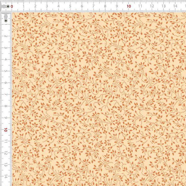 Tecido Tricoline Estampado Floral Ramificado Bege 1047v230